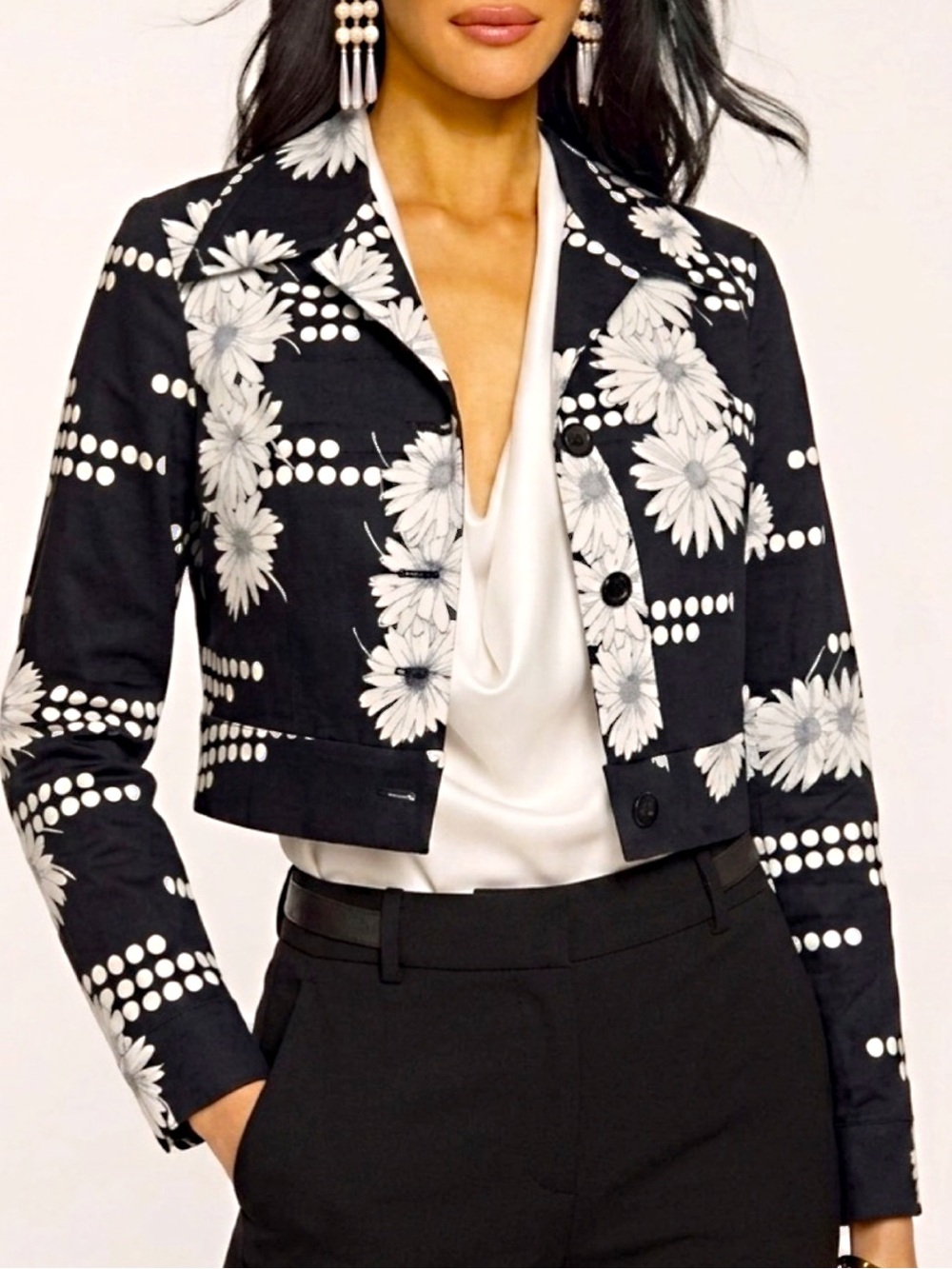 1960’s Cirette California Black White Mod Cropped Jacket Sze Small